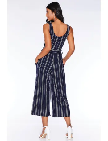 quiz white and navy stripe culotte jumpsuit