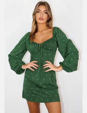 green polka dot dress missguided