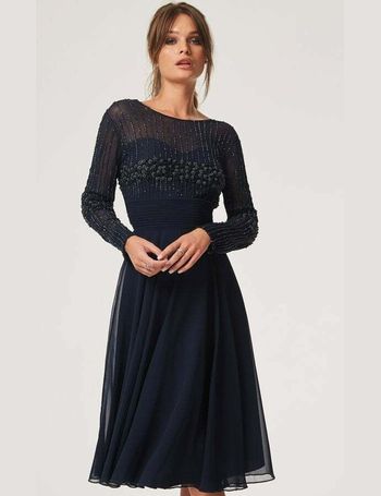 Little mistress luxury georgie navy hand cheap embellished midi dress