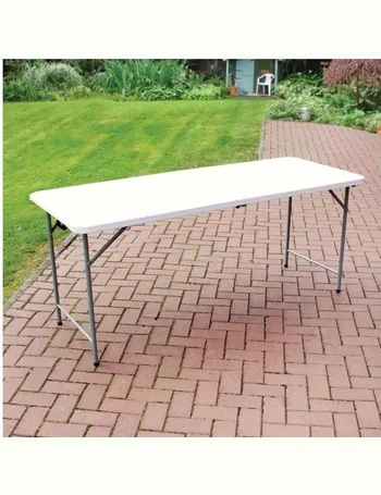 6FT Portable Folding White Trestle Table Heavy Duty Plastic