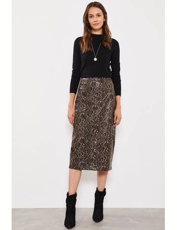 Mint velvet black leopard jacquard outlet skirt