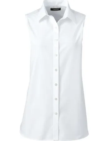 white sleeveless no iron blouse