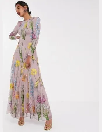 asos edition floral embroidered maxi dress with cutabout skirt