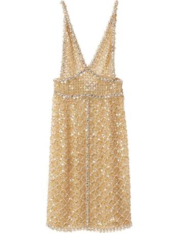 Miu Miu Halter Embellished Dress in Bianco