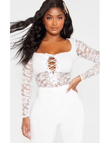 Shop PrettyLittleThing Women's Long Sleeve Lace Bodysuits up to 75