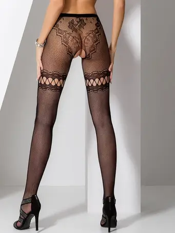 Passion Lace Up Over The Knee Patterned Tights