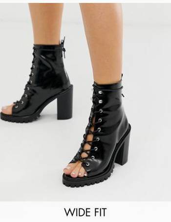 wide fit peep toe shoe boots