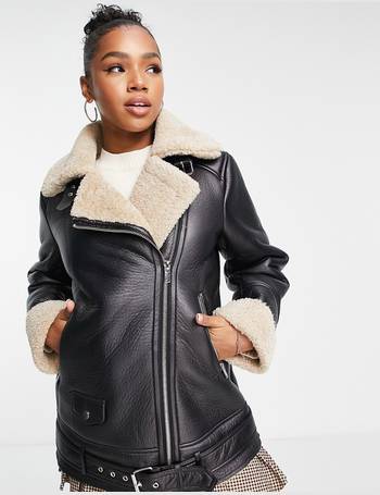 black suede borg aviator jacket