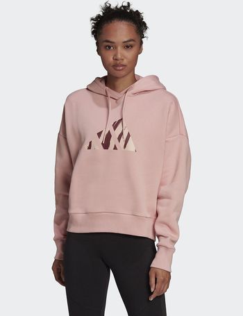 adidas mixed print cropped logo hoodie