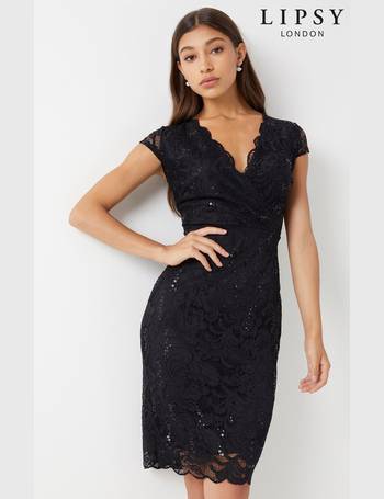 Lipsy petite sequin lace outlet v neck bodycon dress