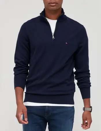 tommy hilfiger half zip jumper mens