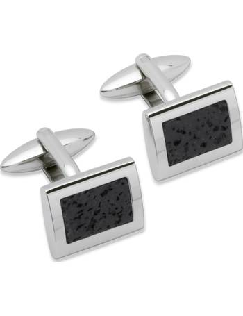 Unique Mens Stainless Steel and Blue-IP Oblong Cufflinks QC-210