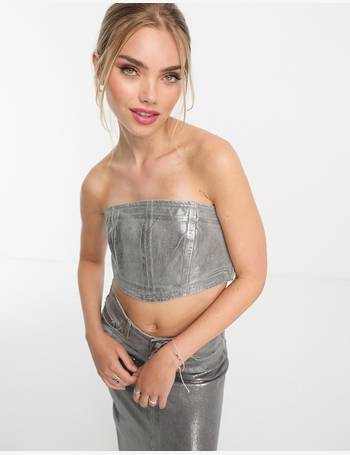 Denim Corset Top by Pull&Bear Online, THE ICONIC