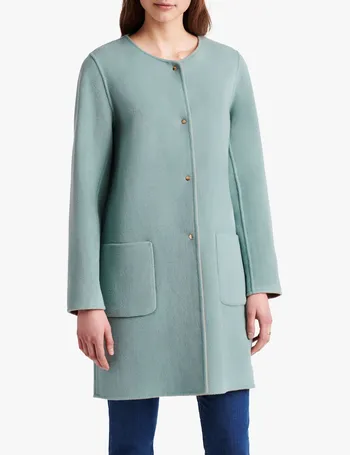 collarless wool coat womens