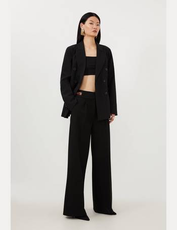 Tailored Compact Stretch High Waist Wide Leg Trousers