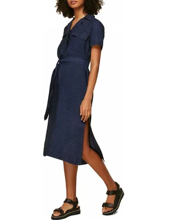 Dark Denim Easy Linen Shirt Dress, WHISTLES