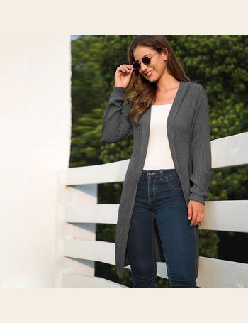 longline open front hooded cardigan