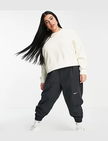 nike mini swoosh oversized boxy sweatshirt in grey