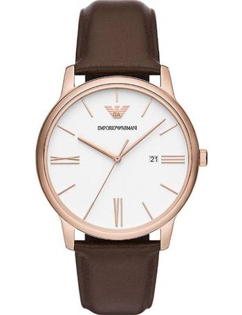 Shop Emporio Armani Rose Gold Watch With Leather Strap for