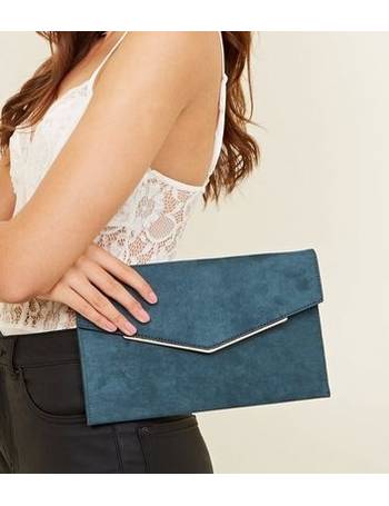 teal clutch bag new look