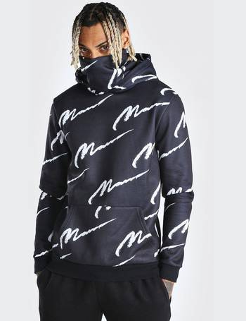 Boohooman all outlet over print hoodie