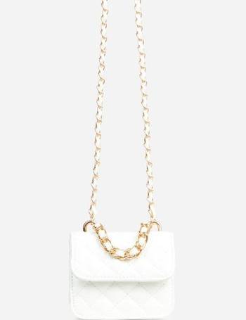 Ego x Molly-Mae cross-body bag in white quilt with chain handle