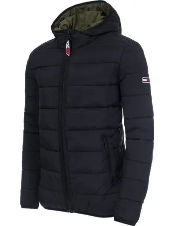 tommy hilfiger men's varsity hooded puffer jacket