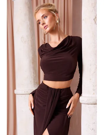 Black Diamante Embellished Mesh Crop Top<!-- --> - <!-- -->QUIZ Clothing