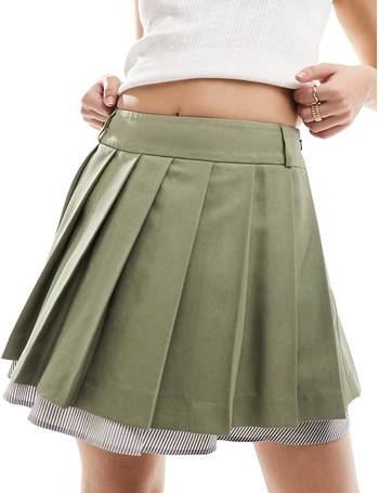 Asos Petite Pleated Skater Skirt In Leather Look, $57, Asos