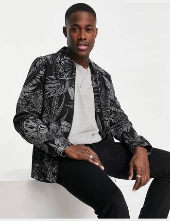 ted baker mens gorgy printed linen jacket black