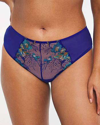 Contemporary Embroidery Blue Midi Brief