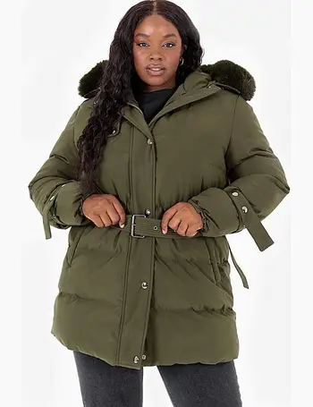 Lovedrobe Mink Longline Coat with Removable Faux Fur Hood