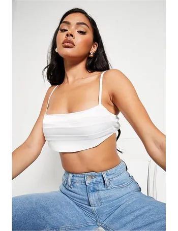 I Saw It First Satin Pleated Extreme Crop Top