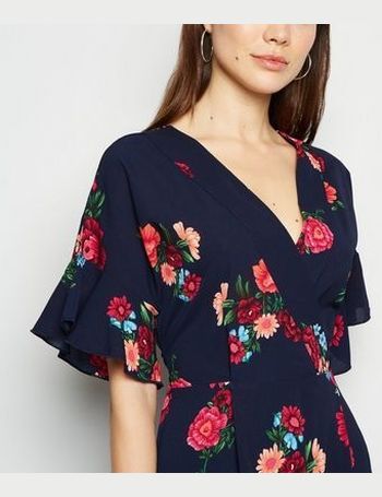 mela navy floral wrap dress