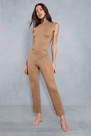 Misspap Double Layer Slinky Scoop Neck Legging Co Ord