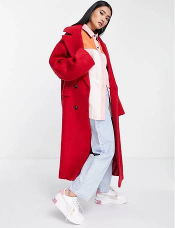 asos design herringbone oversized coat in lilac