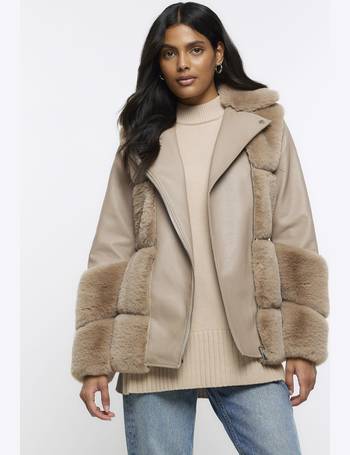 Missguided faux fur bomber jacket in chocolate - BROWN