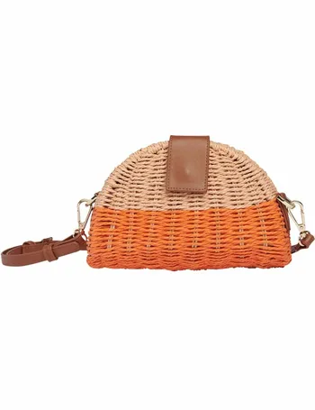 Orange/Multi Leo Mini Crossbody Straw Bag, WHISTLES