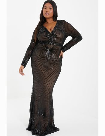 Quiz champagne sequin embellished best sale maxi dress