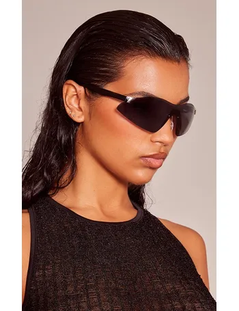 Prettylittlething Brown Square Visor Sunglasses