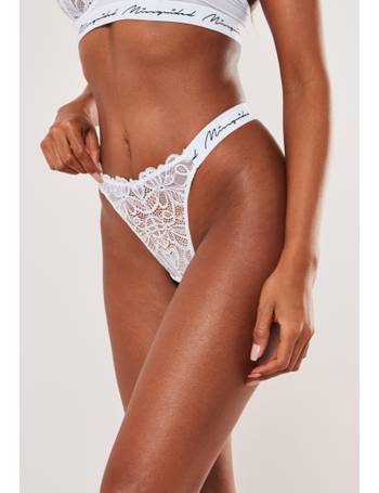 Missguided scallop lace thong in white