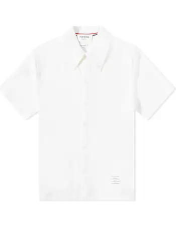 Navy Cotton Voile Balls Print Short Sleeve Shirt