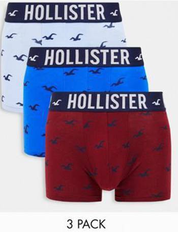 Hollister 3 pack logo waistband all over icon boxers in green/navy/pink