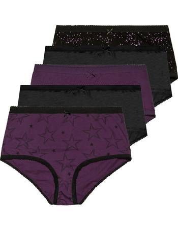 YOURS Plus Size 5 PACK Black & Pink Heart Swirl Print Full Briefs