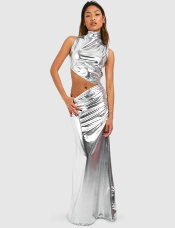 Metallic Cowl Mini Slip Dress