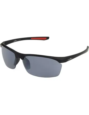 Men's Blade Plastic Rubberized Metallic Sport Sunglasses - Black