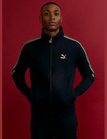 puma black with gold foil logo track jacket