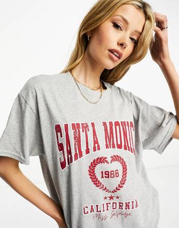 Miss Selfridge Los Angeles Oversized T-Shirt with Back Print in White