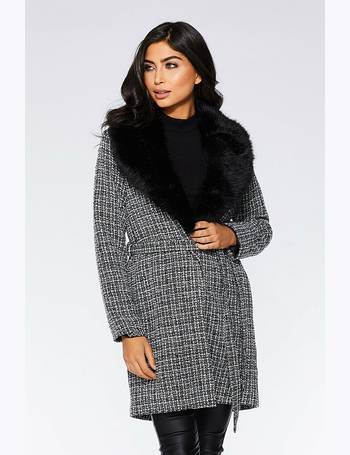 Quiz Women S Grey Coats Up To 50, Lipsy Fur Trim Coatigan