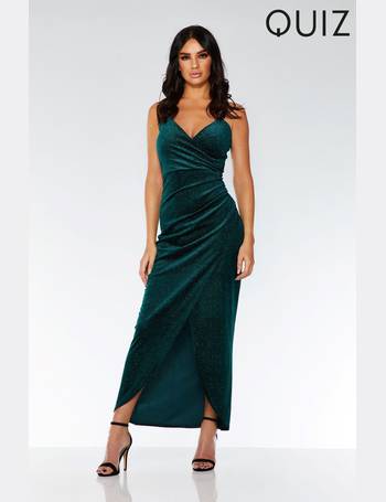 quiz emerald green velvet dress